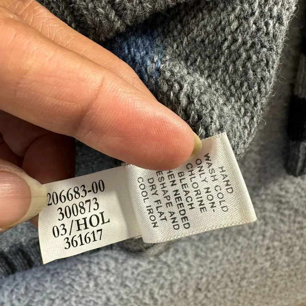 NEW Vintage Banana Republic Sweater Mens Extra Large Gray Blue Wool 1/4 Zip Mock